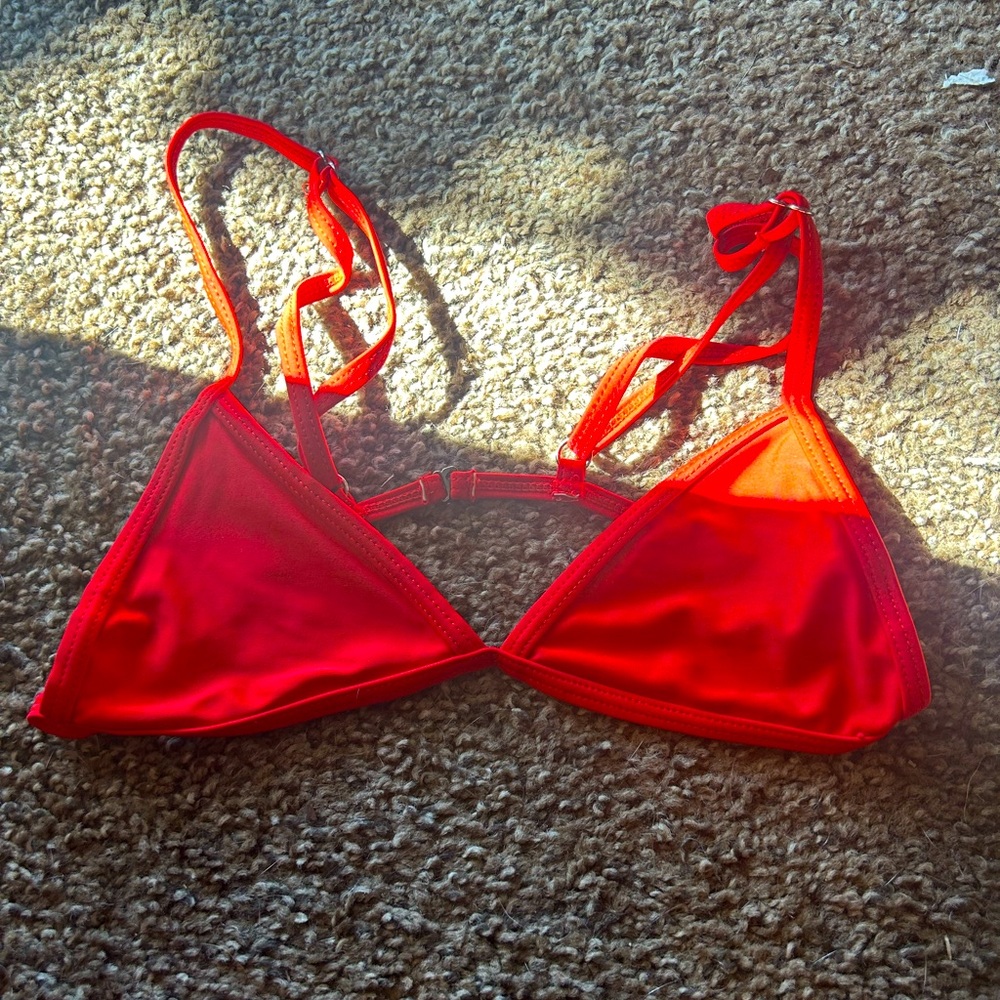 Red triangle bikini top